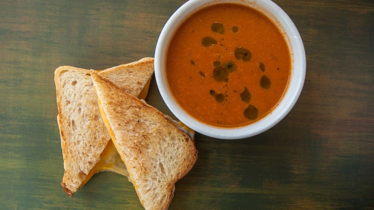 Grilled Triple Cheese and Soup.