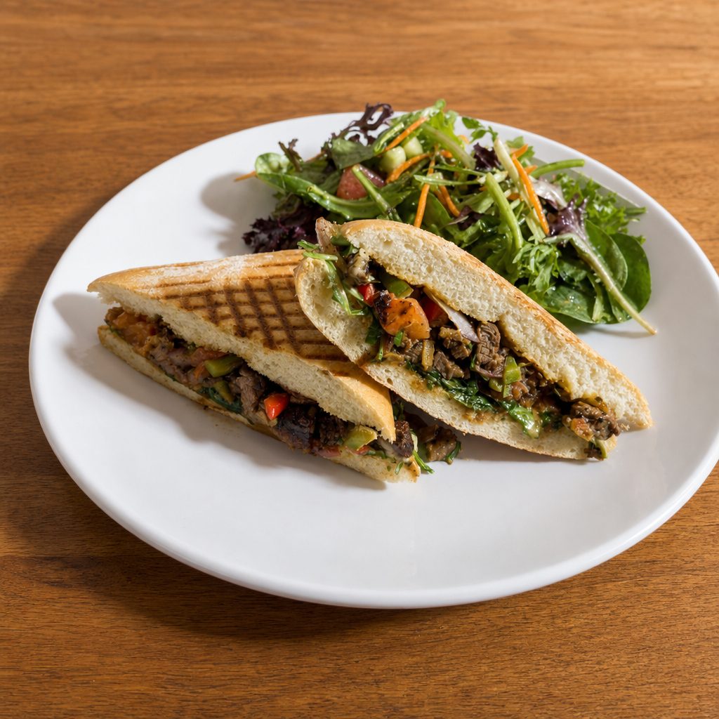Lomo Saltado Sandwich.