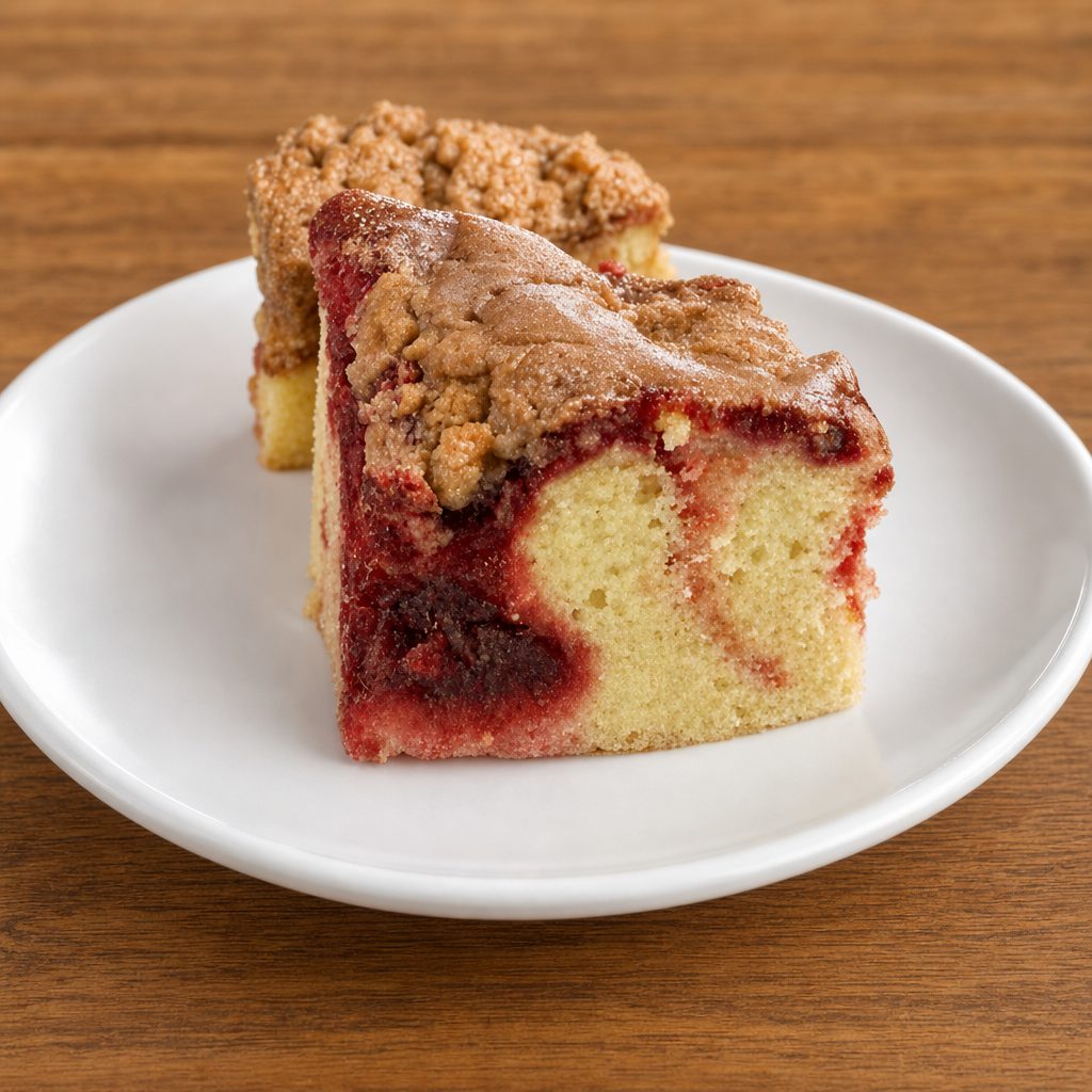 Raspberry Ripple Crumb Cake.