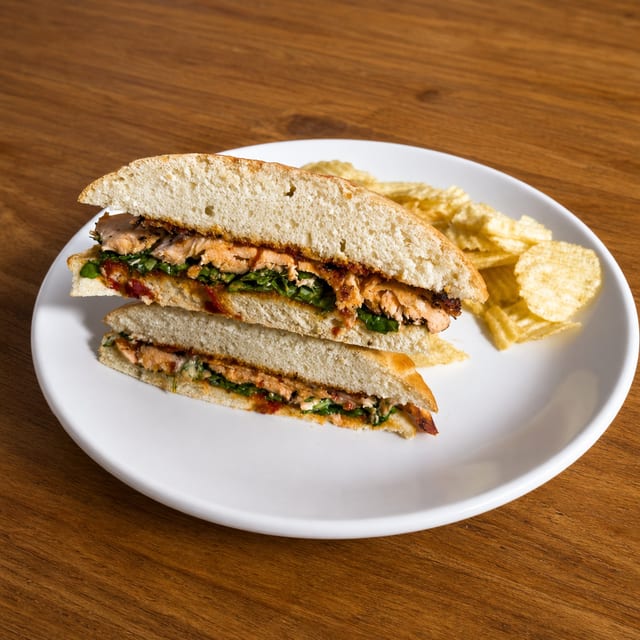 Grilled Salmon Sandwich.