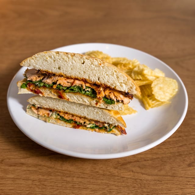 Grilled Salmon Sandwich.