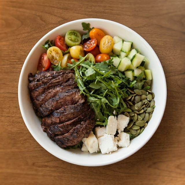 Heirloom Tomato and Steak Salad.